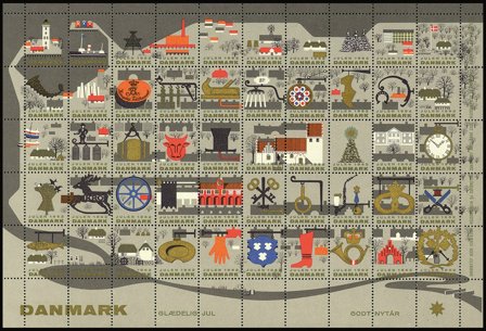 Danmark - Julemærkeark 1962 - Takket - Ufoldet