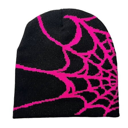 Y2k Hue Spider Web Hat Y2k Strikket Hue Skullies Hue Spider Web Hue Baggy Slouchy Hue Hovedbeklædning Skull Cap