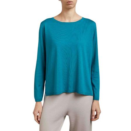 Kangra Round-neck Strik Blå, Dame Striktrøjer