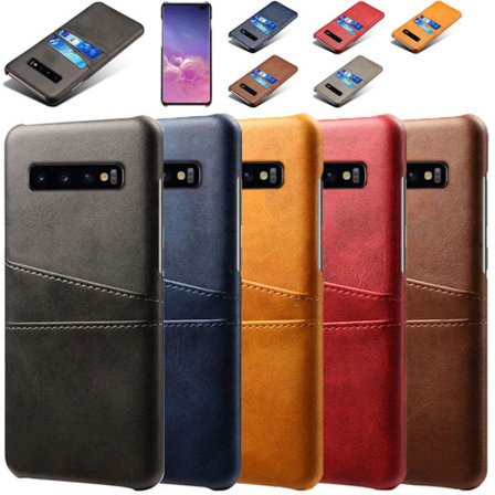 Samsung S10+ beskyttende etui cover læder kort vis amex mastercard -