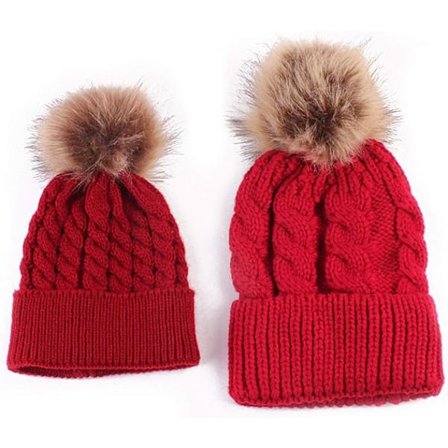 2 stk. Mor-barn hue - matchende hue til familien - vintervarmer