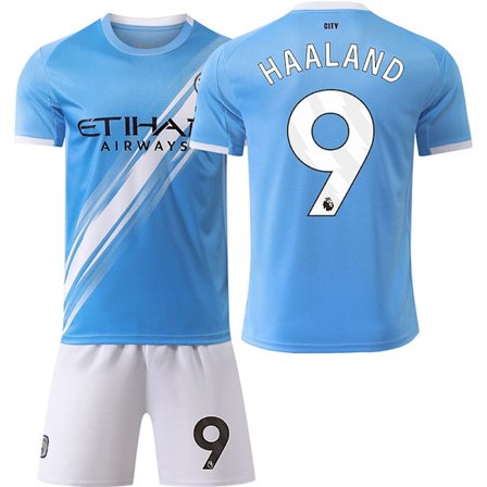 25-26 Manchester City Fotballdrakt Barn Haaland Nr. 9 Sportsklær Fotballuniform med Sokker