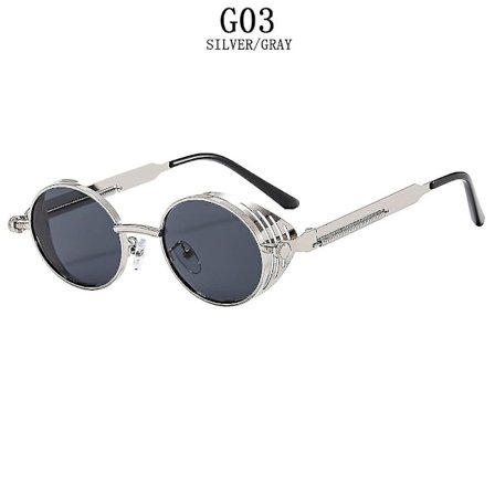 Ovala Steampunk Solglasögon För VuxnaRetro Designer Fashion Glasögon Luxe Punk Solglasögon Vuxna Gafas De Sol Hombre Zonnebril Heren(G03)
