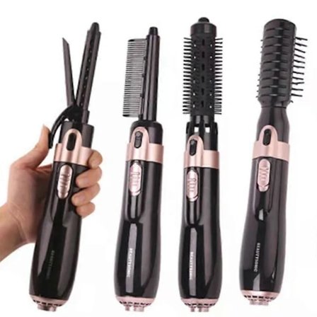BaByliss AS200E Roterende Varmluftbørste Sett Brush & Style Ionic, 1000 Watt, 4 Munnstykker, svart