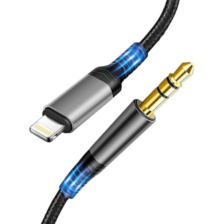 Billad Aux Lydkabel til iPhone, Lightning til 3,5 mm Nylon Stereo Lyd Aux Kabel 50 cm Kompatibel med iPhone 14/12/12 Pro/13