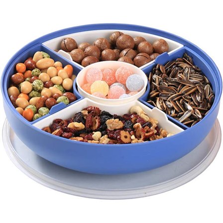 Reusable Snack Container with Portion Control Snack Tray, Non-Slip Silicone Bottom and Handle for Easy Transport