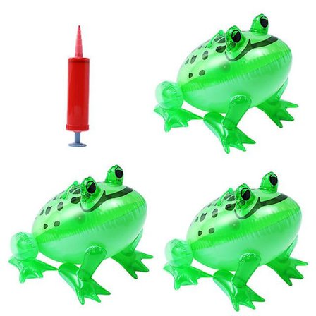 3 stk. oppustelig grøn frø med lysende øjne, tegneseriefrømodel, festdekoration, klassisk legetøj til børn, småbørn, drenge, piger, tudse, 