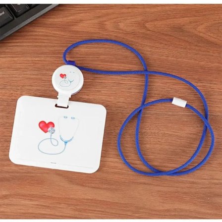 Sairaanhoitajan lääkärin korttikotelo, painettu korttitasku SININEN