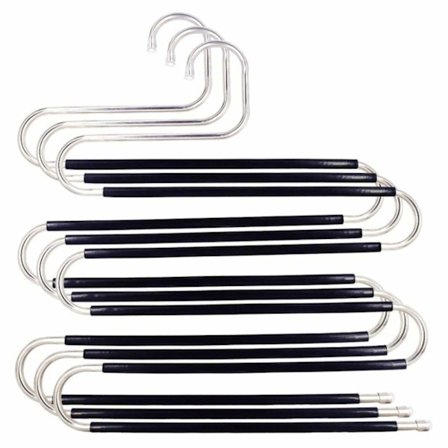 Buksesbøjler, 3 stk., pladsbesparende, S-type tøjstativer, til tørklæder, jeans