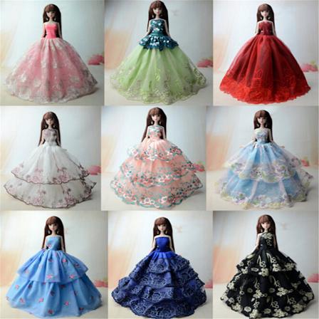 5 stk/sett Bryllupskveldskjole Prinsessekjole Klær for Barbie 0