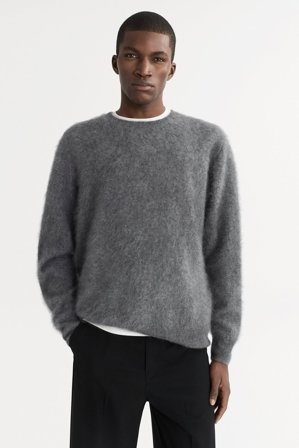 Soft Goat - Men's Brushed Crewneck - Men cashmere sweater - M - Grey