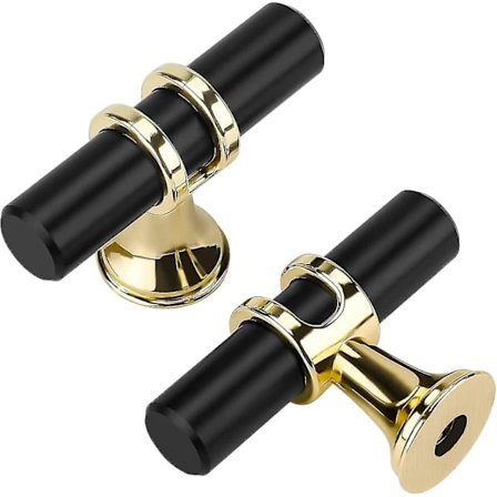 Set med 10 svarta kökshandtag - Svarta dörrhandtag, matta svarta möbelhandtag i zinklegering med ett hål