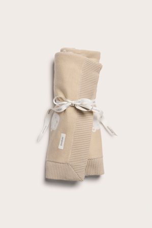 Newbie | Kocyk z żakardowej dzianiny | Beżowy