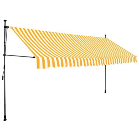 Vidaxl Markis Manuellt Infällbar Med Led 400 Cm Vit Och Orange Multifärg