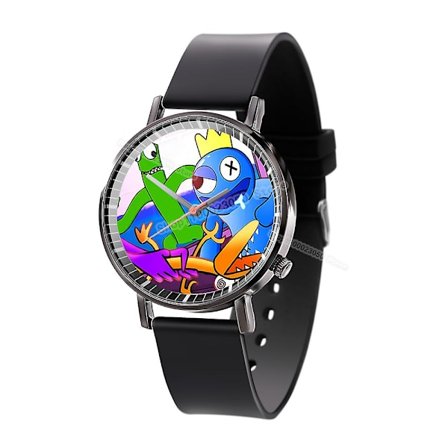 Rainbow Friends Klocka Cartoon Armbandsur Lädertryck Klocka Heta Spel Quartz Elektronisk Klocka Leksak Födelsedagsfest Present 2023