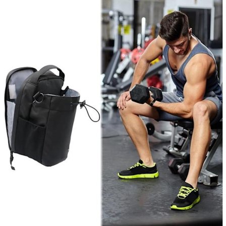 Sportstaske - isoleret vandflaske crossbody taske - med lomme til mobiltelefon - med håndtag og skulderrem - sort