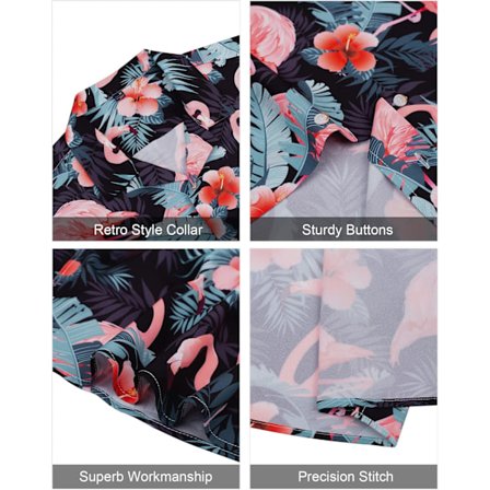 Herr Hawaiian skjorta och shorts set Regular Fit kortärmad casual funky strand flamingo skjorta set XXL