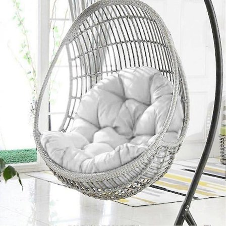 Hængende æggestol hængekøje til indendørs brug med tyk pude og puder (kun sædehynde inkluderet) - WELLNGS