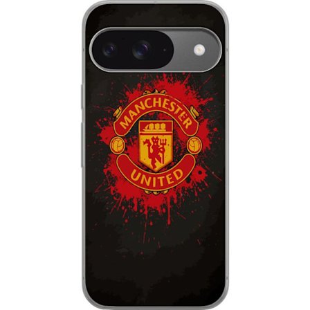Kompatibelt Mobildeksel til Google Google Pixel 9 Pro Manchester United logo i rød og gul farge med røff sportslig bakgrunn