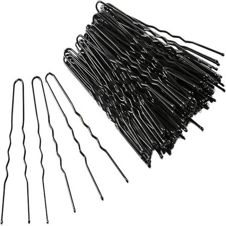 Svart U-formad ombre hårklämma, fast hårnål, knuthår, uppgraderad fast hårnål, kristallhår, håraccessoar