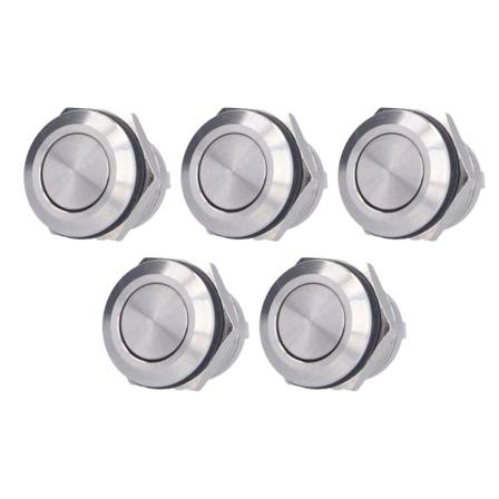 Litteä painonappikytkimen - 5 kpl ruostumatonta terästä vedenpitävä ruuviliitin Virtalähteet 0-220V 12mm