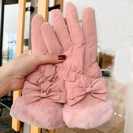 Dame vinter varme og søde handsker i Lolita-stil, bløde, vindtætte og velegnede til udendørs brug.