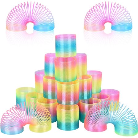 Legetøjsfjedre til børn, 3 mini regnbuefjedre, magiske fjedre