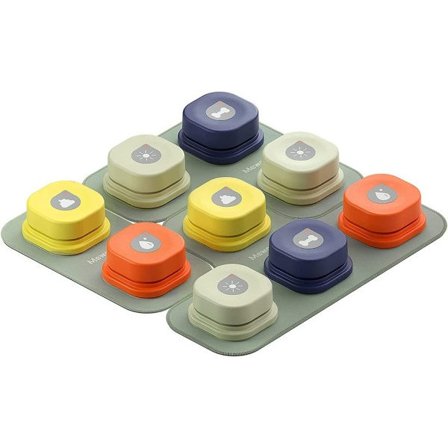 Hund knapp opptak snakker kjæledyr kommunikasjon vokal trening interaktiv leke klokke ringer med pad