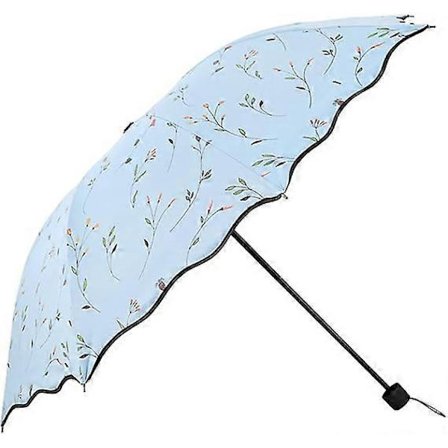 Sammenleggbar solparaply, bærbar UV-beskyttelse paraply dame blomstrete solskjermer vindtett sterk kompakt paraply sommer UPF 50
