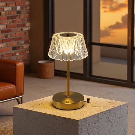 Rechargebar Bordlampe - 1200mAh Batteri, Krysskrystall i Mini-format, Trykkendret & Vanntett for Bad & Kjøkken_TF_TF