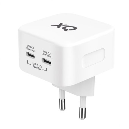 Freenet GaN-vægoplader med 2xUSB-C 35W - hvid