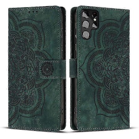 Supertilbud til lav pris! Frostet Lærveske for Mandala Preget Retro Telefon Grønn Gree-Glad Gree[GKS]