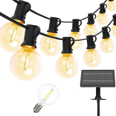 25 LED Ljusslinga Utomhus Solcell G40 Glödlampa