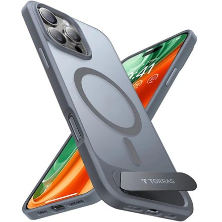 TORRAS Mobilskal till iPhone 15 Pro Magsafe Kickstand - Grå