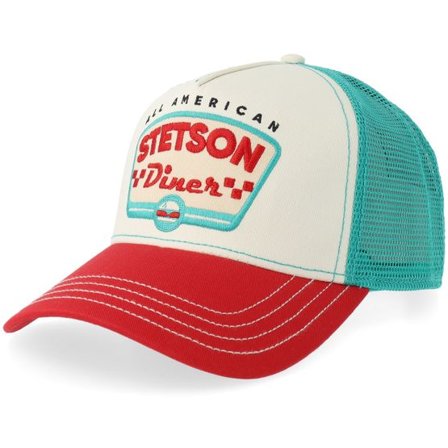 Stetson - Vit trucker Keps - Stetson Diner Red/Ecru White/Mint/Red A-Frame Trucker @ Hatstore