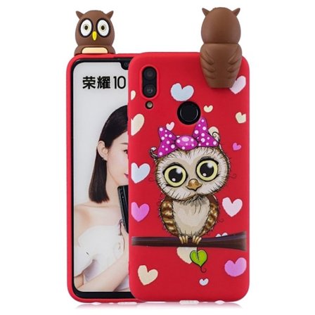 Huawei P Smart 2019 fodral med 3D figur och mönster - Söt Uggla