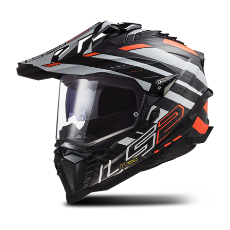 LS2 Adventure701 EXPLORER C EDGE Adventurehjälm Svart/Fluo Orange M