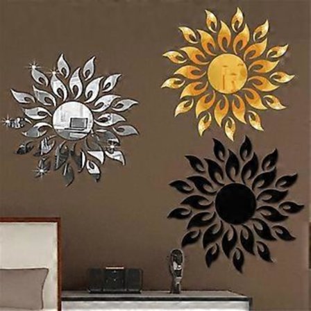 5 Set DIY Väggdekor Solrum Vägg TV-skåp Tak Konst Dekor Avtagbar Spegelform Dekoration, Blå