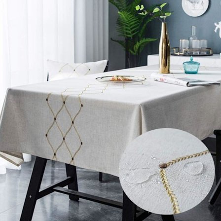 Broderi Geometrisk Rektangulær Duk Tung Bomull Lin