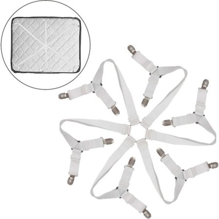 Säädettävät joustavat lakanaremmit (3-tie valkoinen), Crisscr