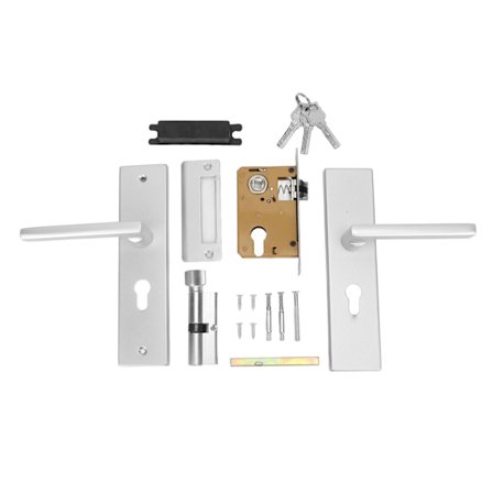 Dørhåndtag i aluminiumslegering, slagfast, nem installation, lige håndtag med nøgler