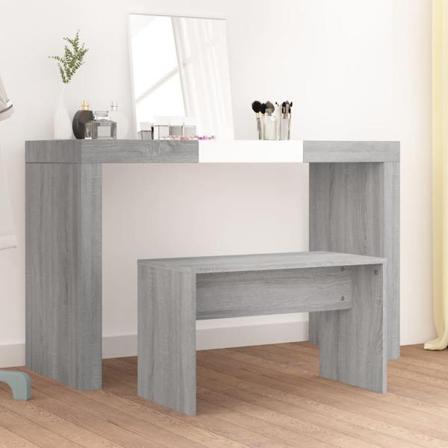 Vidaxl Sminkpall Grå Sonoma 70x35x45 Cm Konstruerat Trä Grå