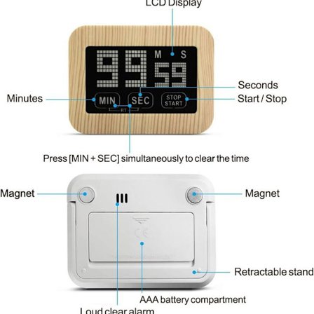 Kjøkkenur digitalt eggur elektronisk stoppeklokke