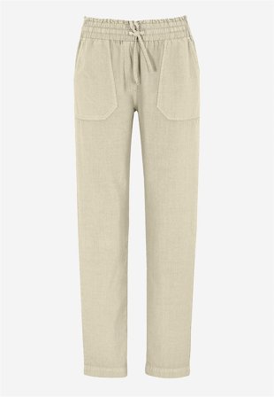 Cellbes of Sweden - Lang bukse i vasket bomull i beige for damer i størrelse 52