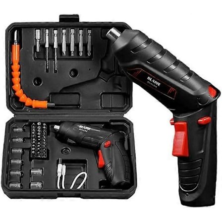 Drill Trådløs Skrutrekker Oppladbar, Elektrisk Skrutrekkersett, Strømskrutrekkersett for Hjemmebruk, Alt-i-ett-verktøy (Komplett Sett)-Perfekt