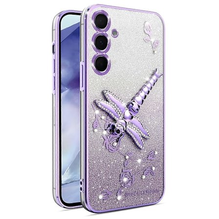 KADEM Samsung Galaxy S24 -puhelimen kuorelle, sudenkorentoteline, TPU-kukka, välkkyvä puhelimen kuori - violetti (violetti)