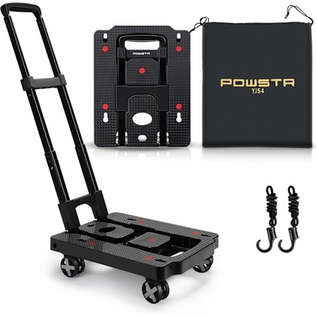 small trolley with 2 elastic cords and 4 wheels, folding trolley with 60kg load,