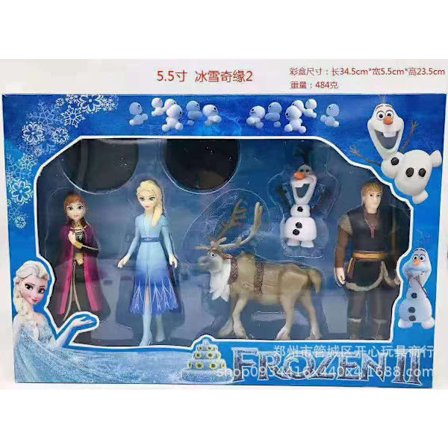 Frost 2: Elsa och Anna, Snödrottningen, är PVC-actionfigurer av Olof, Kristoffer och Sven, renen.
