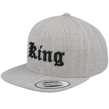 Kiddo Cap - Kids King Old English 3d Heather Grey Snapback Snapback Grey Cap - @ Hatstore