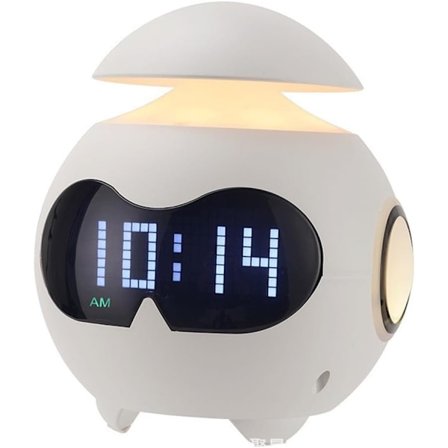 Barnalarmklocka, USB-driven väckarklocka, dubbla larm, med justerbar nattlampa & mini Bluetooth-högtalare
